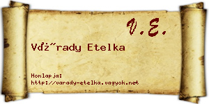 Várady Etelka névjegykártya
